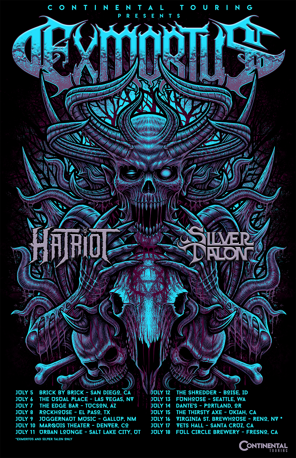 Exmortus, Hatriot, Silver Talon Tour July 2022